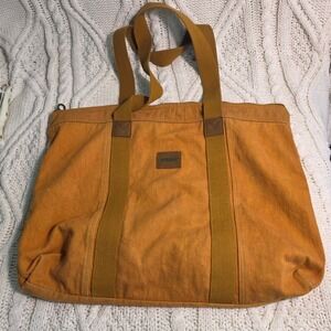 VTG Y2K Shane Tote Bag Mustard Yellow Canvas Work Utility Zip Top